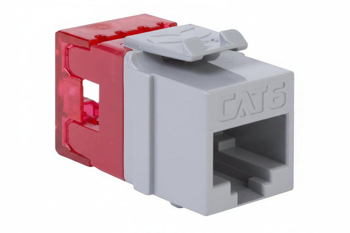 ICC IC1078F6GY CAT6 Keystone Jack with Slim Profile, 180-Degree Punch Down, RJ45 UL Listed PoE++ TAA Compliant for Wall Plate or Patch Panel, Works with JackEasy Termination Tool, Gray