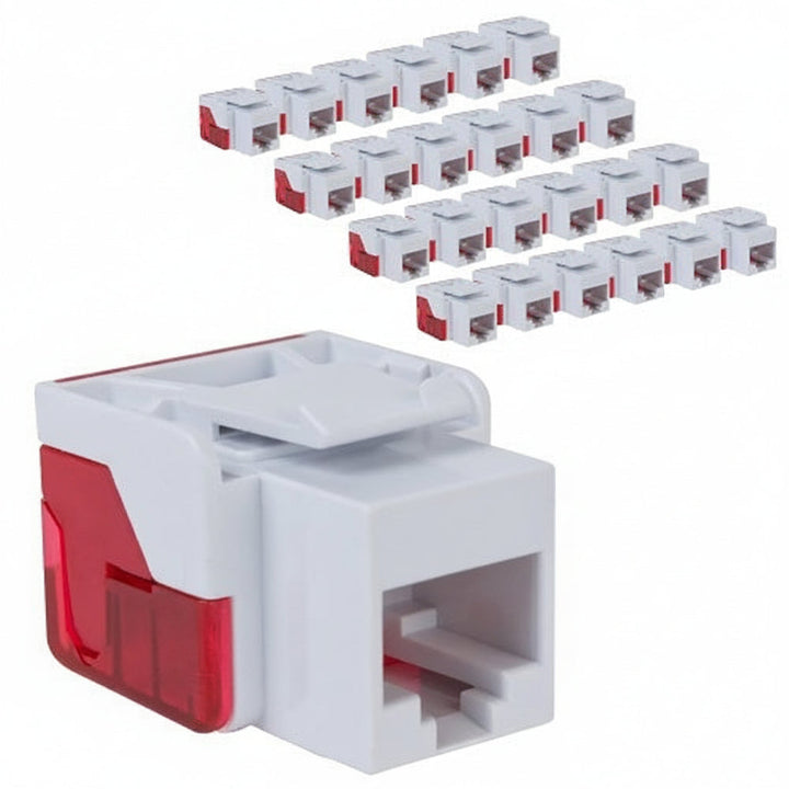 ICC IC107L6CWH CAT6 Keystone Jack with Inline IDC No Pair Split Wiring, UL Listed PoE++ TAA Compliant for Wall Plate / Patch Panel, 25-Piece, White