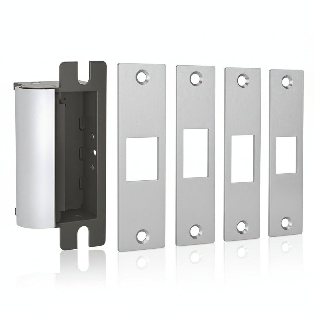 HES 1006CLB-630-LBM 1006 Series Complete Electric Strike with Latchbolt Monitor, includes Faceplates (J, K, KD, KM), Satin Stainless Steel