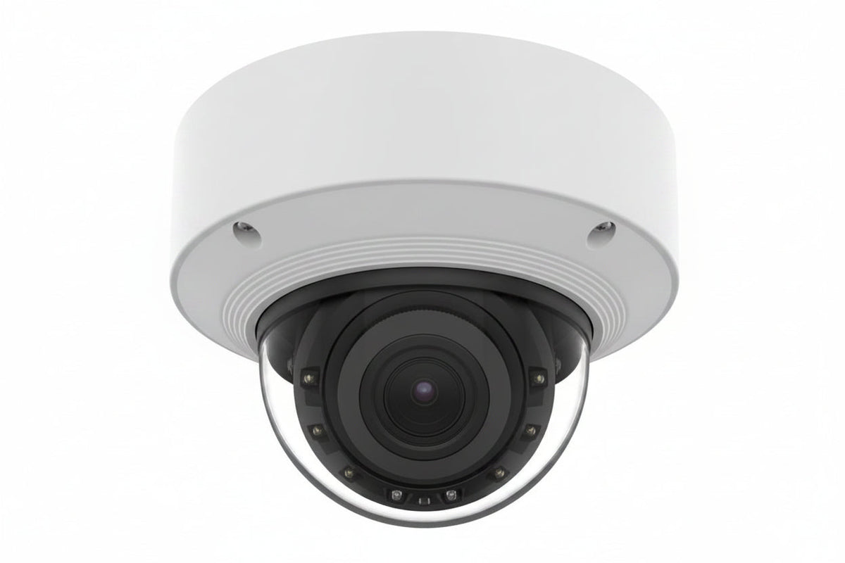 Hanwha XNV-A8084R5MP WN9 AI Outdoor Vandal Dome IP Camera, 131.2' (40m) IR Range, 2.8x Zoom Ratio, 3.3-9.3mm Motorized Varifocal Lens