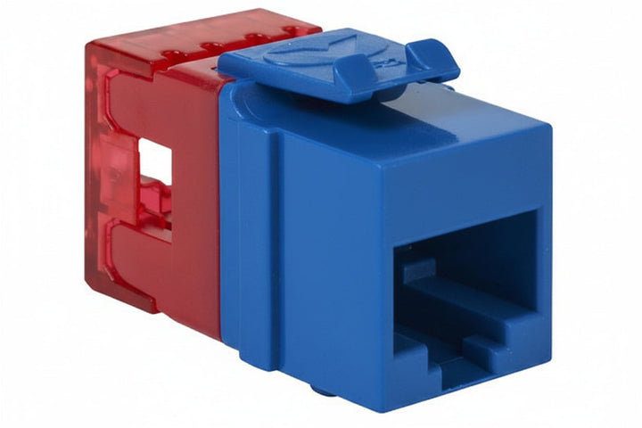 ICC IC1078F6BL CAT6 Keystone Jack with Slim Profile 180-Degree Punch Down, RJ45 UL Listed PoE++ TAA Compliant for Wall Plate / Patch Panel, Blue