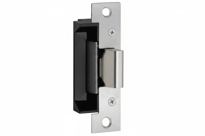 HES 503 Radius Corners and Flat Faceplate, 7/8" 1 1/4", for 5000/5200 Series Electric Strikes, Satin Stainless Steel
