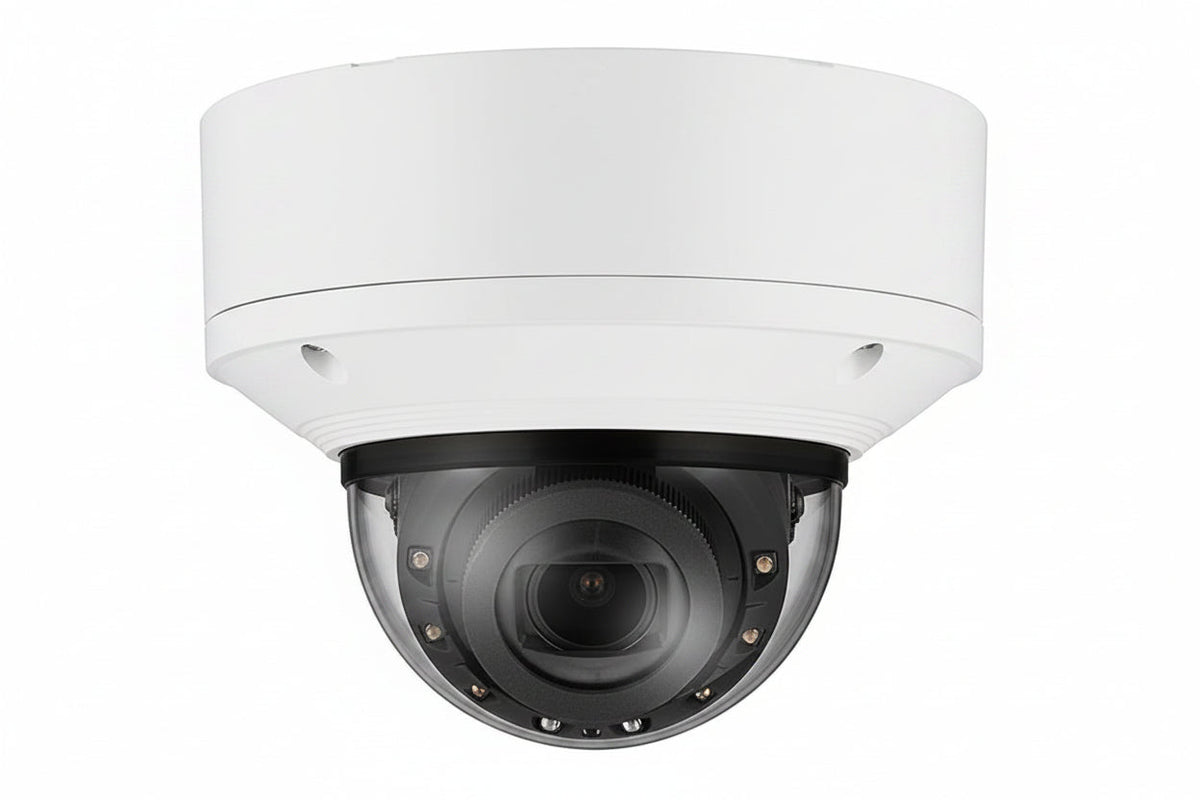 Hanwha XND-C6083RV Series 2MP Indoor IR Vandal Dome Camera, 2.8-12mm Motorized Varifocal Lens, White