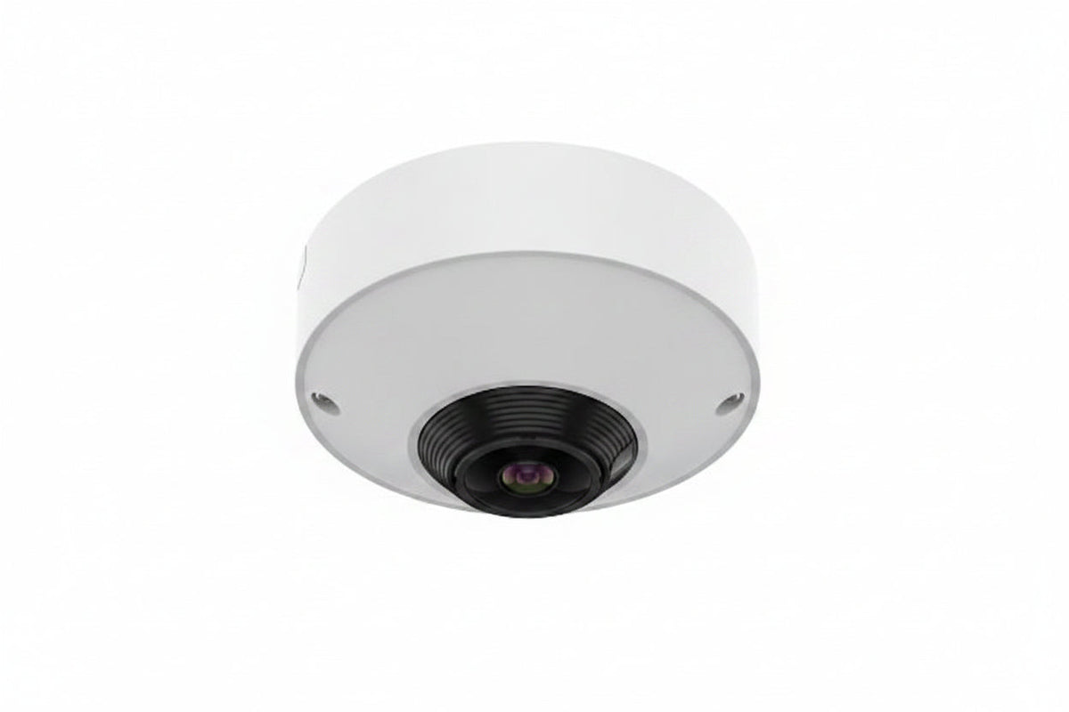 Hanwha QNF-C9010 12MP AI Fisheye IP Camera, 7.3W PoE, 1.76mm Fixed Focal Lens