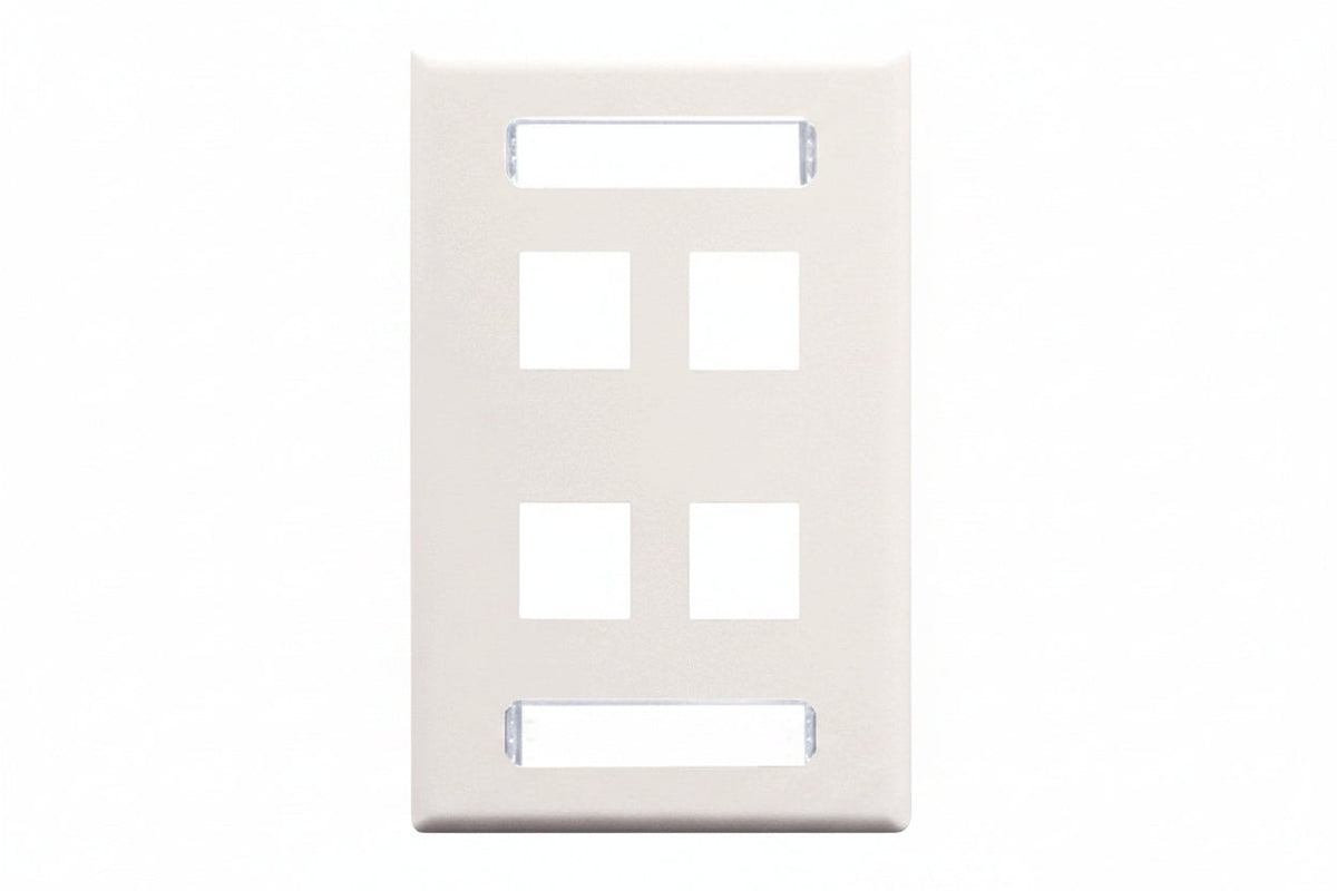 ICC IC107S04WH Single-Gang Station ID Faceplate, Ports, EZ/HD Style, White