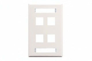 ICC IC107S04WH Single-Gang Station ID Faceplate, Ports, EZ/HD Style, White