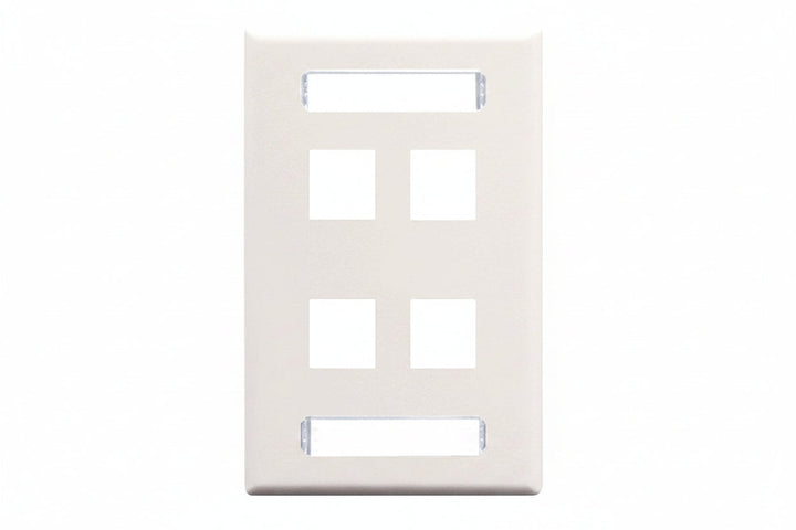 ICC IC107S04WH Single-Gang Station ID Faceplate, Ports, EZ/HD Style, White