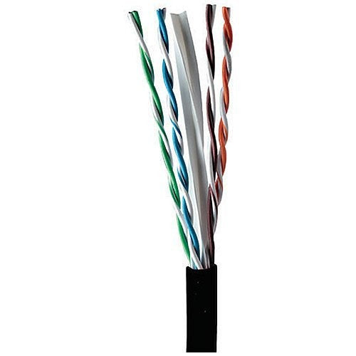 30180-8 Cat6 UTP Outdoor Cable, 24 AWG 4-Pair Solid Bare Copper, Single Jacket, CMP/FT6, 1000 ft Reelex Box, Black