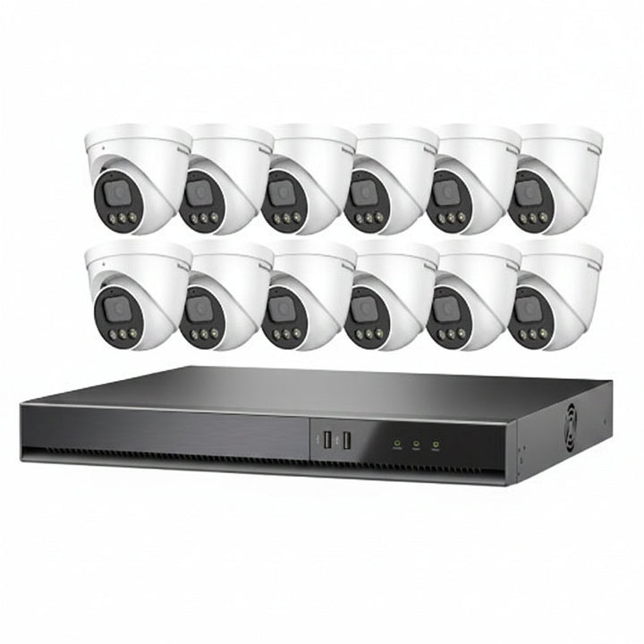 Honeywell HKCNV160204CE5R312 Color Night Vision Video Surveillance Kit, Includes 16-Channel CNV NVR 4TB, and (12) 5MP Ball Cameras