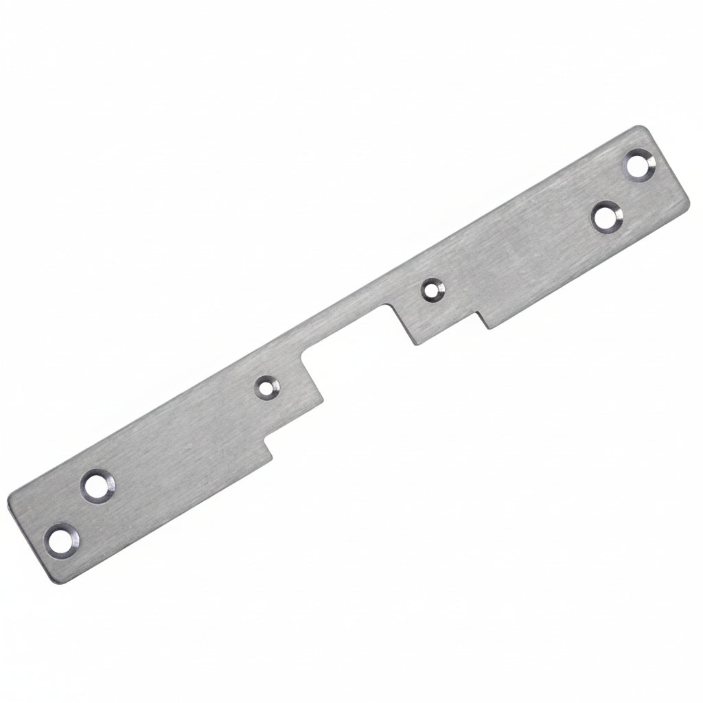 HES 504-630 5000 Series Electric Strike Faceplate, 10" x 1-3/8", Radius Corner, Satin Stainless Steel