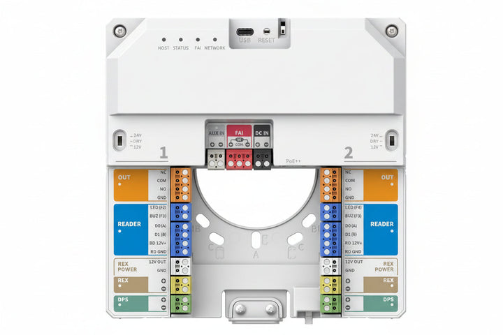 Hanwha NHP-P200 OnCAFE IP Controller, 2-Doors, 2-Port for Wiegand / OSDP Readers