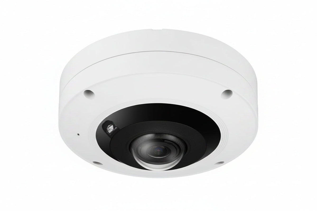 Hanwha XNF-9013RV X-Series 12MP Sensor AI IR 360° Outdoor IP Fisheye Camera, 1.08mm Fixed Lens, White