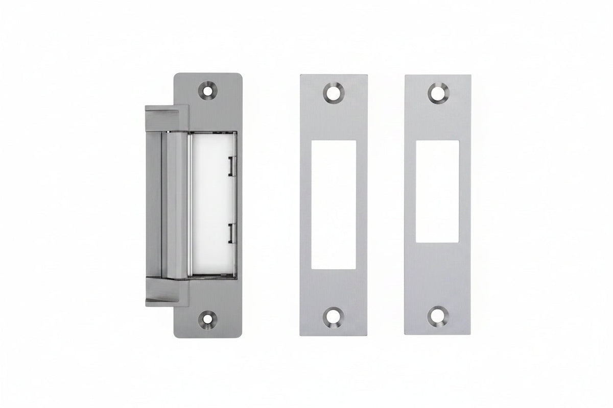 HES 4500C-12/24-630-LBM 4500C Series Complete Pac Electric Strike with Latchbolt Monitor, Includes 4500 Strike Body and Faceplates, Satin Stainless Steel