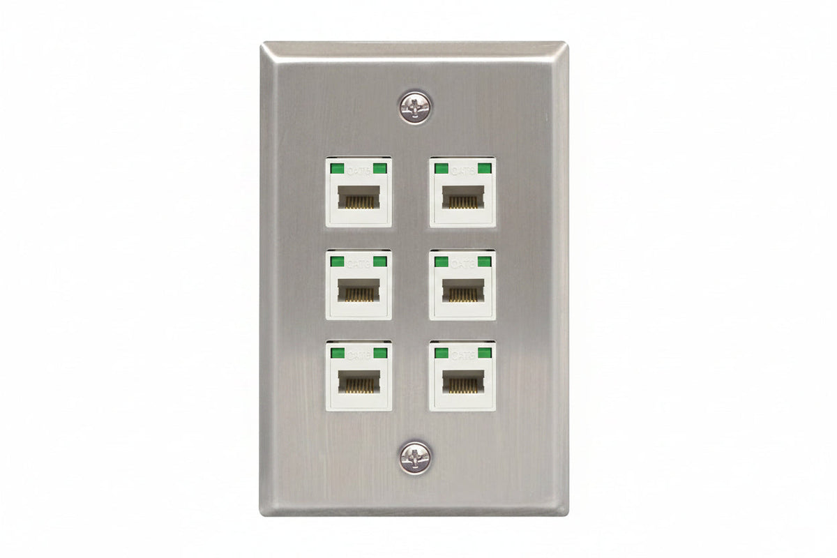 ICC IC107SF6SS Classic Stainless-Steel Faceplate with Ports for EZ HD Style in Single Gang
