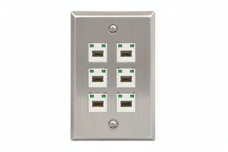 ICC IC107SF6SS Classic Stainless-Steel Faceplate with Ports for EZ HD Style in Single Gang
