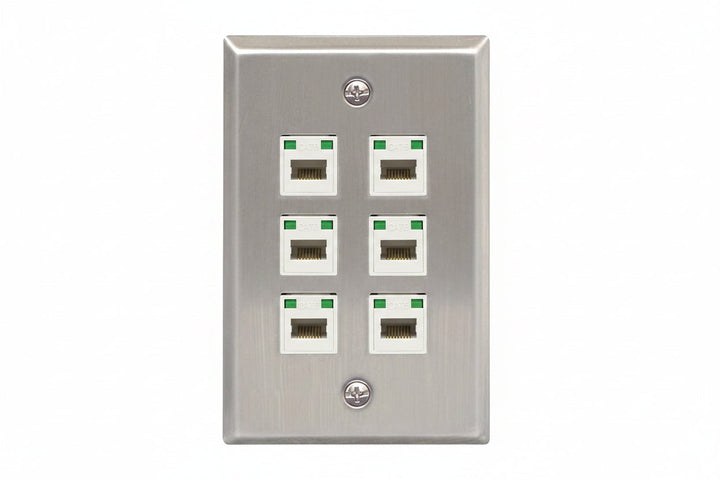 ICC IC107SF6SS Classic Stainless-Steel Faceplate with Ports for EZ HD Style in Single Gang