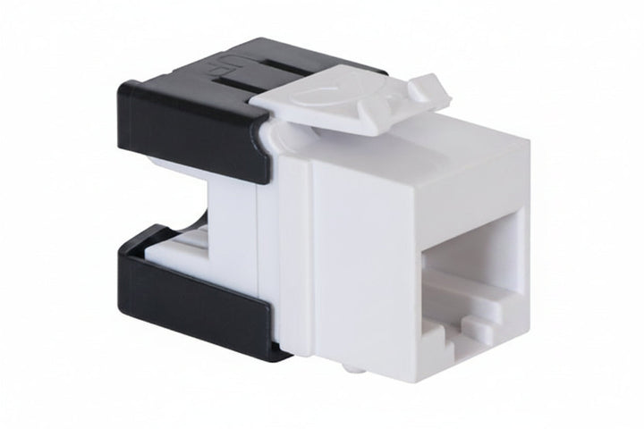 ICC IC1078GAWH CAT6A Keystone Jack with Slim Profile 180-Degree Punch Down, 10Gbps RJ45 UL Listed PoE++ TAA Compliant for Wall Plate / Patch Panel, White