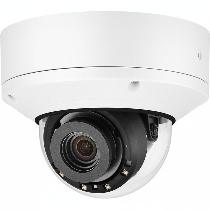 Hanwha XND-8082RV X-Series 6MP Vandal IR IP Dome Camera, 2.8-8.4mm Varifocal Lens, Signal White