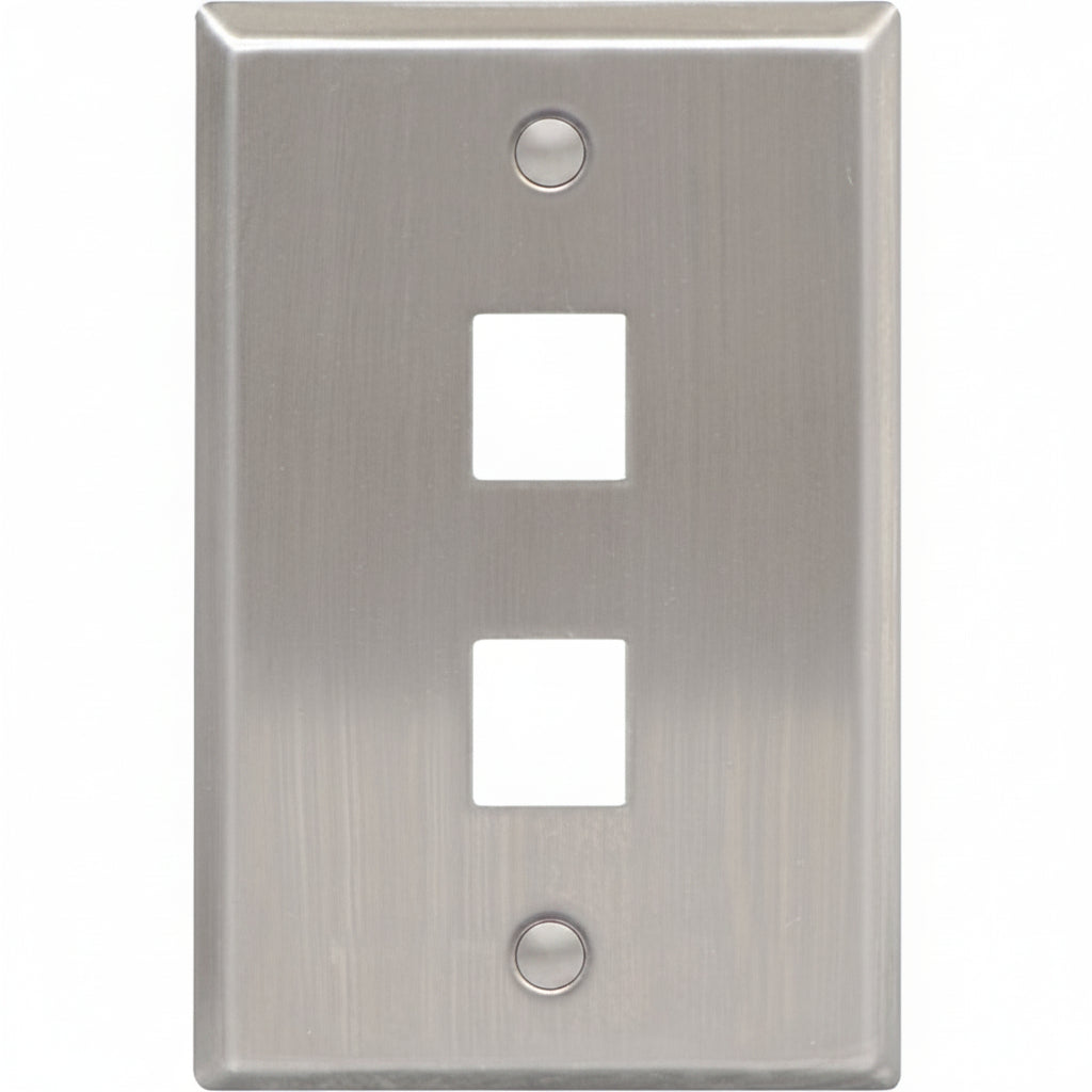 ICC IC107SF2SS Classic Stainless-Steel Faceplate with Ports for EZ/HD Style in Single Gang