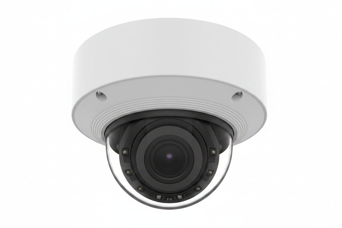 Hanwha XNV-A8084R5MP WN9 AI Outdoor Vandal Dome IP Camera, 131.2' (40m) IR Range, 2.8x Zoom Ratio, 3.3-9.3mm Motorized Varifocal Lens