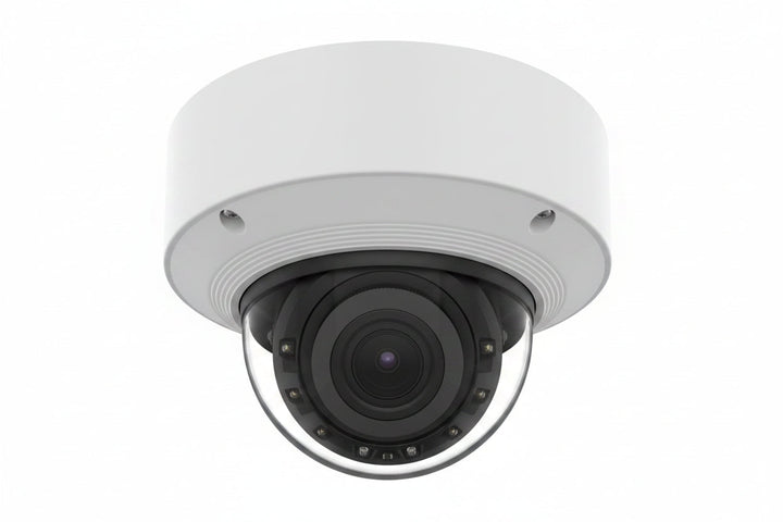 Hanwha XNV-A8084R5MP WN9 AI Outdoor Vandal Dome IP Camera, 131.2' (40m) IR Range, 2.8x Zoom Ratio, 3.3-9.3mm Motorized Varifocal Lens