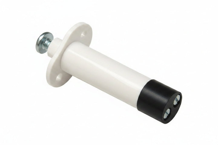 GRI PBF-2020-T 3/8" Diameter Push Button Plunger Switch with Flange and Terminals, 10W, 200VDC, 0.50A, Closed Loop, N/O, A, White
