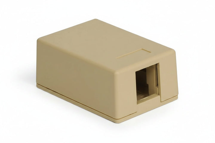 ICC IC107SB1IV 1-Port Surface Mount Box with Compact Outlet for Voice and Data Connections, UL Listed TAA Compliant, Ivory