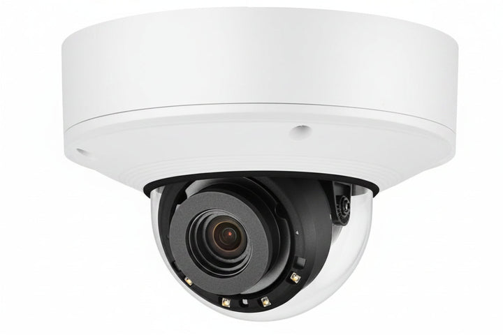 Hanwha XNV-9082R X-Series 8MP Outdoor IR Vandal Dome Camera, 2.8-8.4mm Varifocal Lens, White