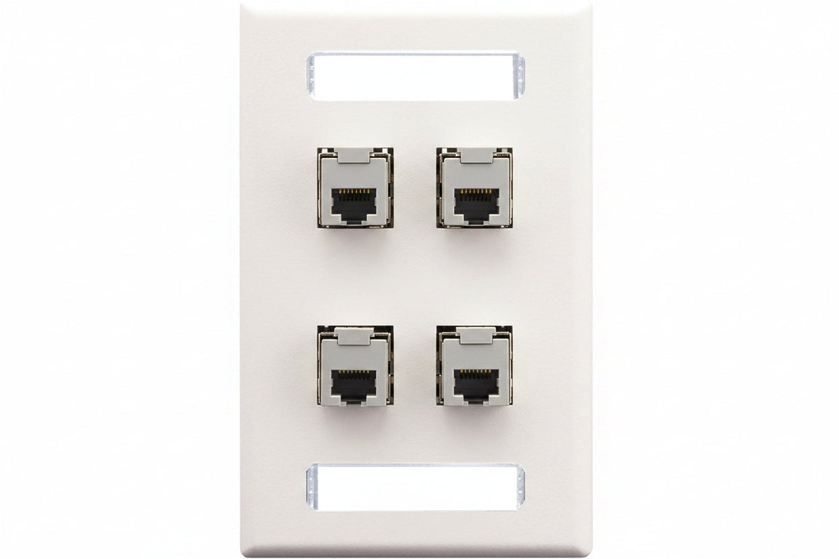 ICC IC107S04WH Single-Gang Station ID Faceplate, Ports, EZ/HD Style, White