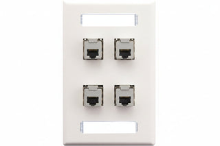 ICC IC107S04WH Single-Gang Station ID Faceplate, Ports, EZ/HD Style, White