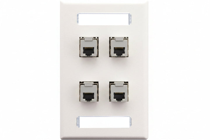 ICC IC107S04WH Single-Gang Station ID Faceplate, Ports, EZ/HD Style, White