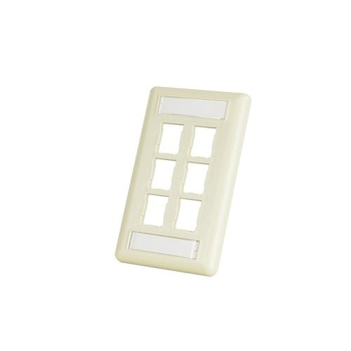 403HDJ16-13 HDJ 1-Gang 6-Port Wall Plate, Ivory