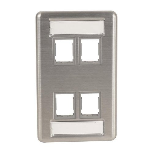 403SHDJ14 HDJ 1-Gang 4-Port Stainless Steel Wall Plate