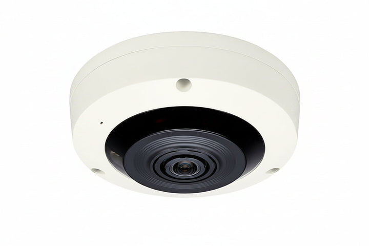 Hanwha XNF-8010R X-Series 6MP IR Indoor Fisheye Camera, 1.6mm Fixed Lens, Ivory
