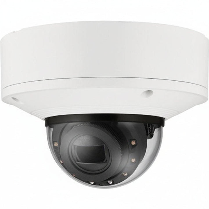 Hanwha XNV-6083R Series 2MP Outdoor IR Vandal Dome IP Camera, 2.8-12mm Motorized Varifocal Lens, White