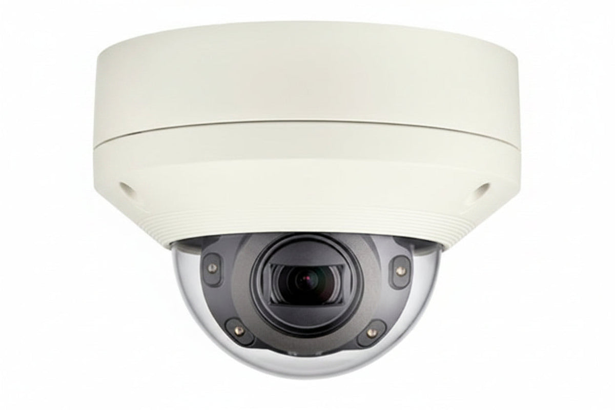 Hanwha XNV-6080R X-Series 2MP Outdoor IR Vandal Dome Camera, 2.8-12mm Varifocal Lens, Ivory