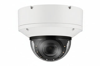 Hanwha XNV-9083R Series 8MP Outdoor IR Vandal Dome IP Camera, 4.4-9.3mm Motorized Varifocal Lens, White