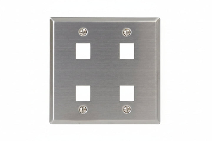 ICC IC107DF4SS Classic Stainless-Steel Faceplate with Ports for EZ HD Style in Double Gang