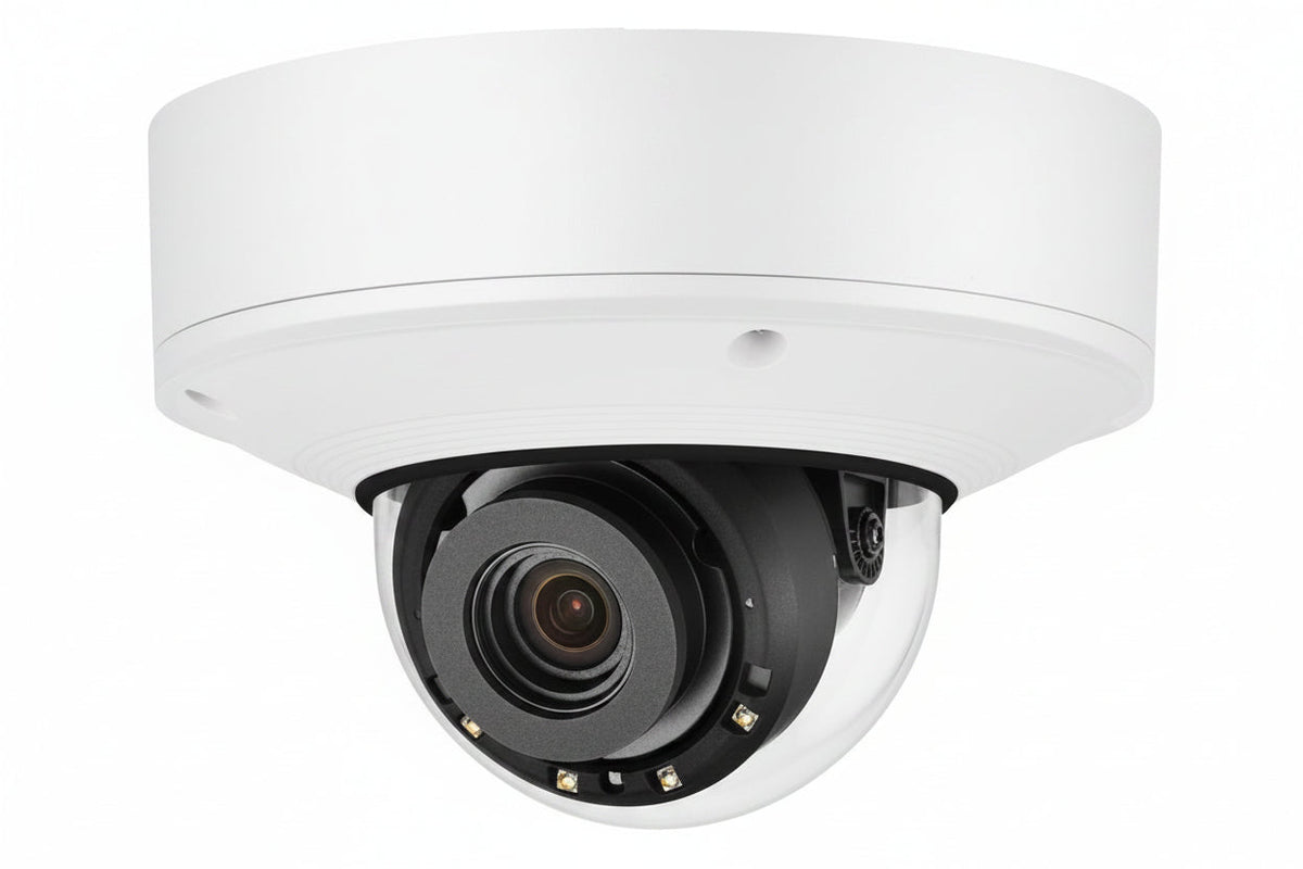 Hanwha XNV-9082R X-Series 8MP Outdoor IR Vandal Dome Camera, 2.8-8.4mm Varifocal Lens, White