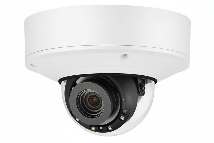 Hanwha XNV-9082R X-Series 8MP Outdoor IR Vandal Dome Camera, 2.8-8.4mm Varifocal Lens, White