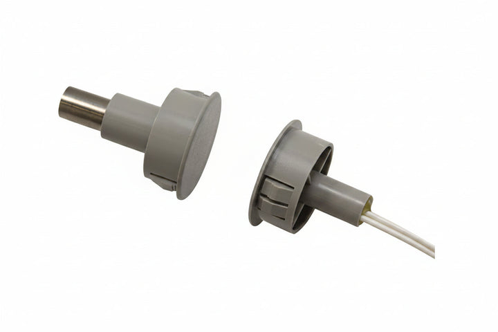 GRI 184-12WG 184 Series 1" Steel Door Recessed Switch Set, Wide Gap, 10W, 200VDC, 0.40 Amp, Closed Loop, N/O, A, and U.L. 10C Fire Rated Gray
