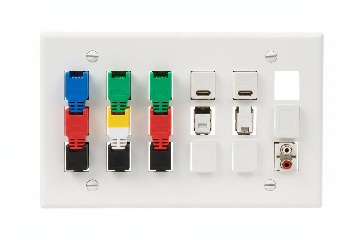 ICC IC107F12WH Double-Gang Classic Faceplate, 12 Ports, EZ/HD Style, White