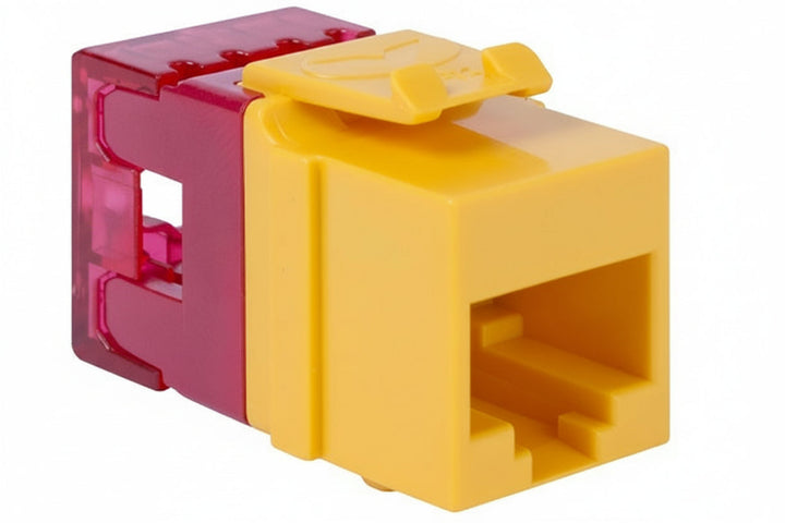 ICC IC1078F6YL CAT6 Keystone Jack with Slim Profile 180-Degree Punch Down, RJ45 UL Listed PoE++ TAA Compliant for Wall Plate / Patch Panel, Yellow