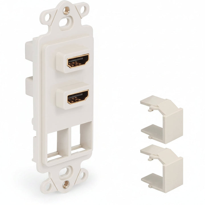 ICC IC107DDHWH Decorex Insert with HDMI Connectors and Ports for HD Style, White
