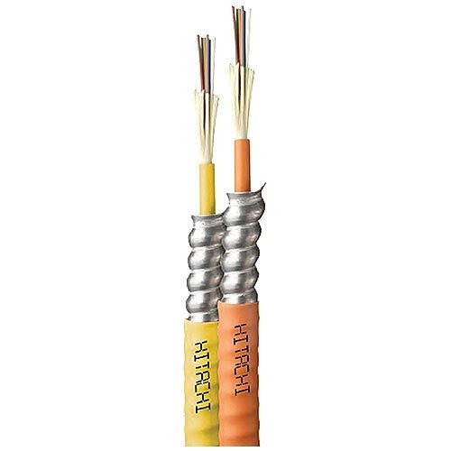 61578-12 12-Fiber OM3 50 µm Armored Tight-Buffered Plenum Fiber Optic Cable, Indoor/Outdoor, Black