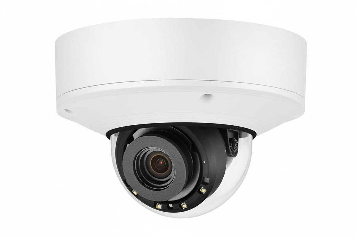 Hanwha XNV-9082R X-Series 8MP Outdoor IR Vandal Dome Camera, 2.8-8.4mm Varifocal Lens, White