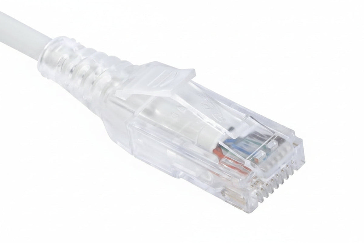 ICC ICPCSH10WH Cat 6 Slim Clear Boot Patch Cord, 10 ', White