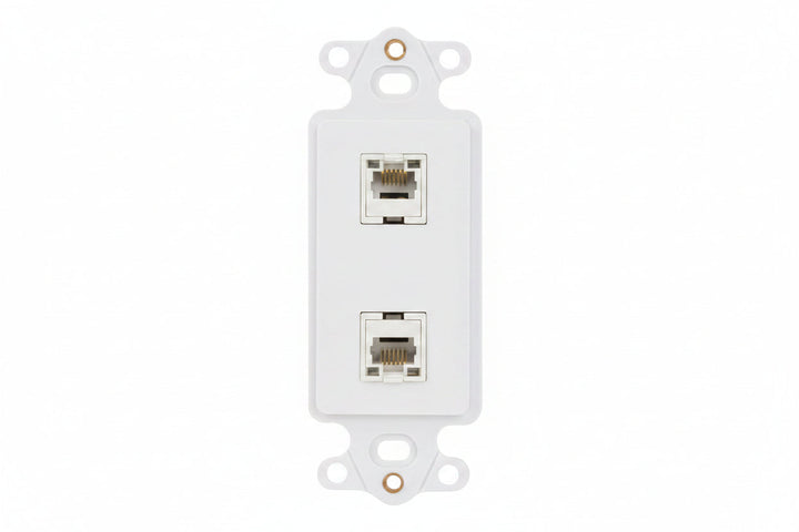 ICC IC107DI2WH Decorator Insert for Keystone Jacks, 2-Port Wall Plate Module, Decora Style, White