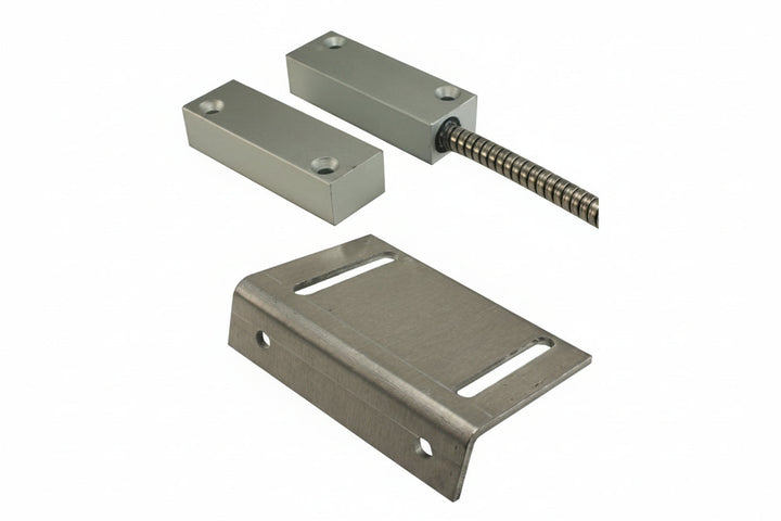 GRI 4400A-48 Industrial Surface Mount Switch Set, 2-1/2" Standard Gap, 10W, 200VDC, 0.50A, Closed Loop, N/O, and 48" Armored Cable, Aluminum