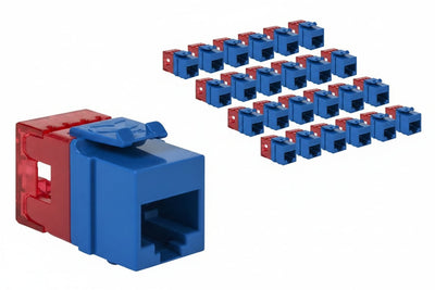 ICC IC107F6CBL CAT6 Keystone Jack with Slim Profile 180-Degree Punch Down, RJ45 UL Listed PoE++ TAA Compliant for Wall Plate / Patch Panel, 25-Piece, Blue